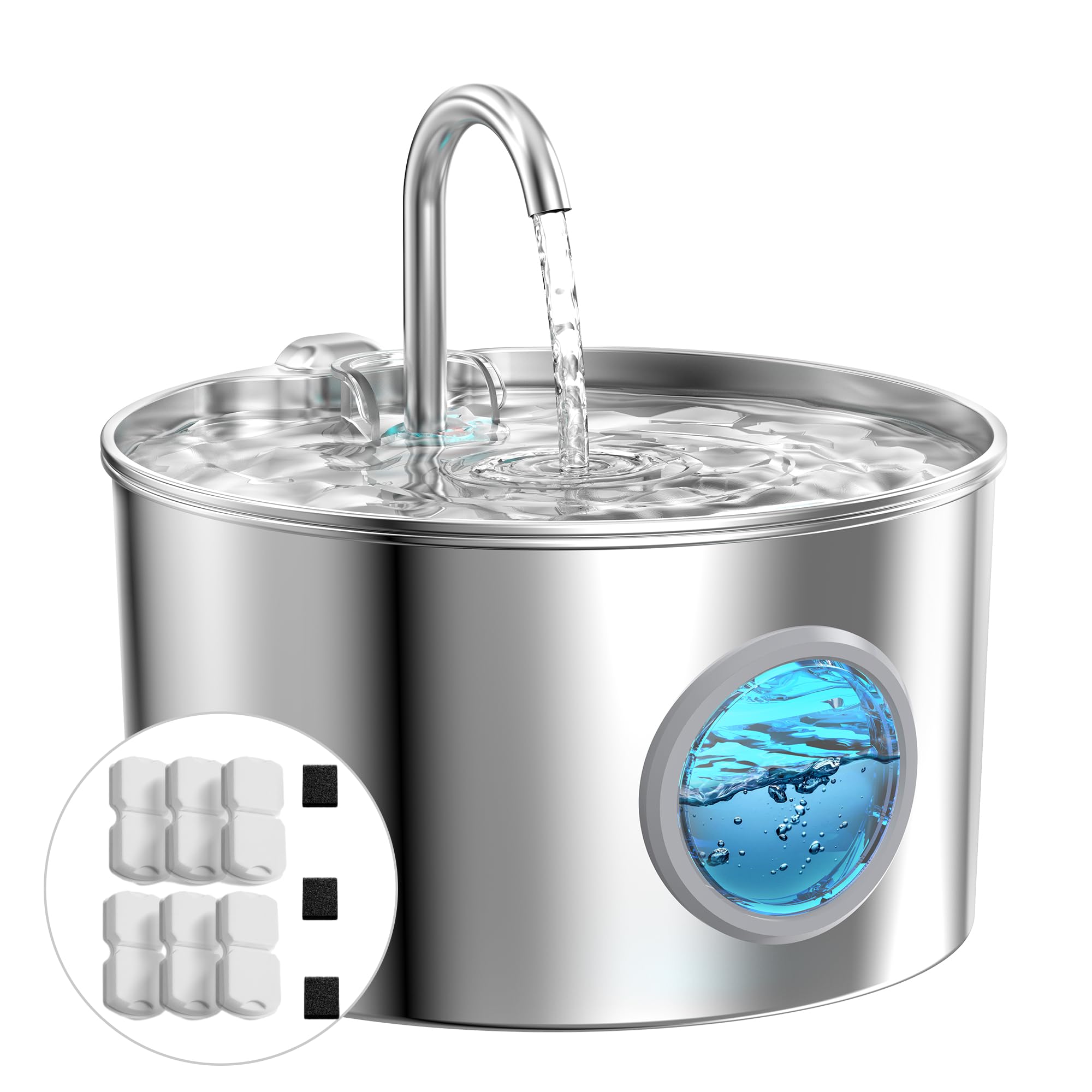 Stainless Steel Cat Water Fountain 2.2L