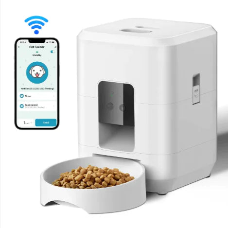 Automatic Pet Feeders - Timed Pet Feeder for Cats and Dogs with Dry Food Dispenser, Desiccant Bag, Programmable Portion Control, 4 Daily Meals, 10s Voice Recorder