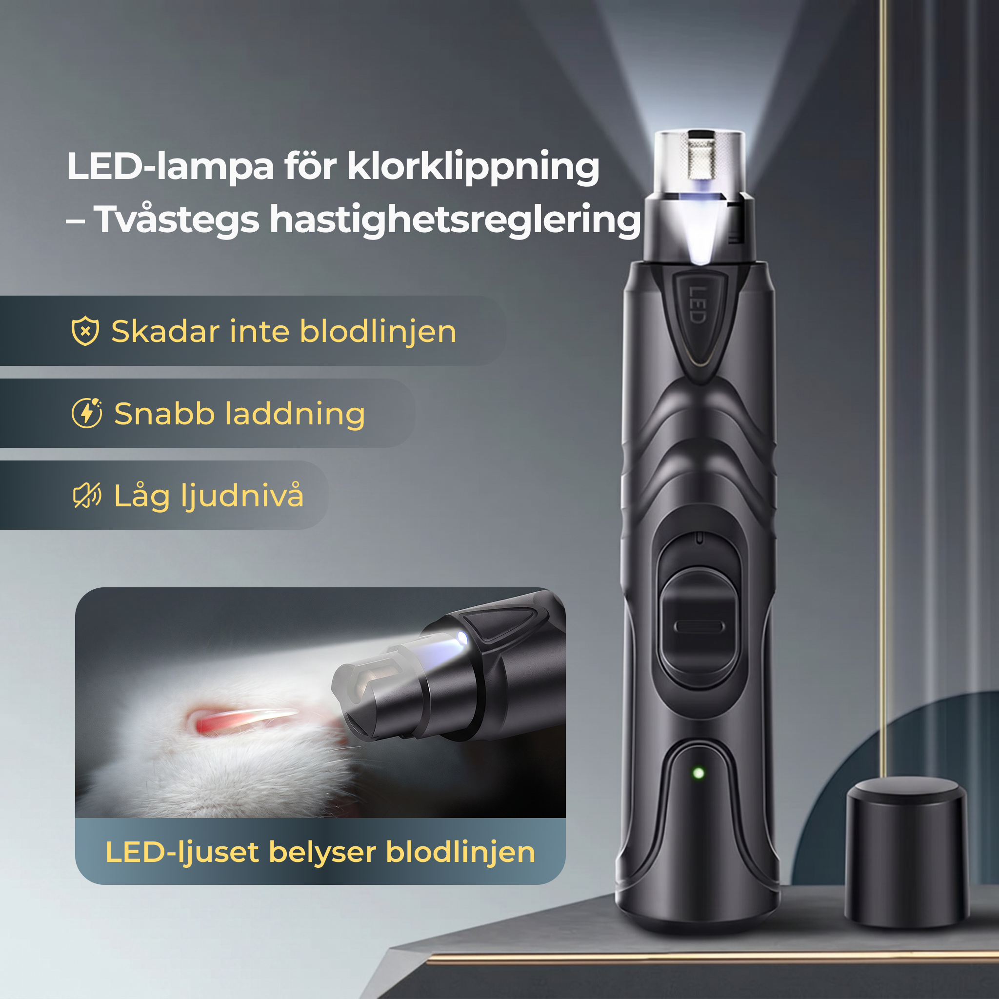 Rechargeable Lighted Dog Nail Grinder (SWE)