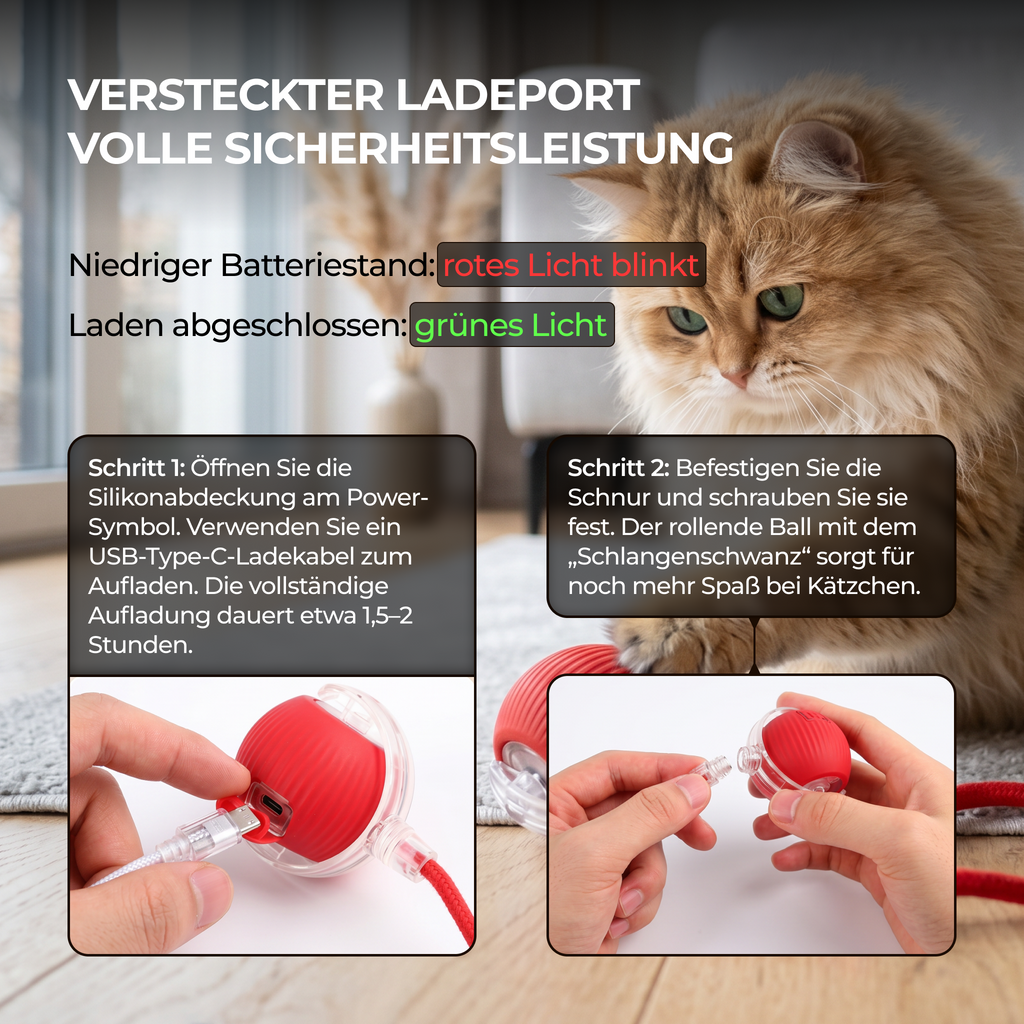 Selbstspielender rollender Katzenball