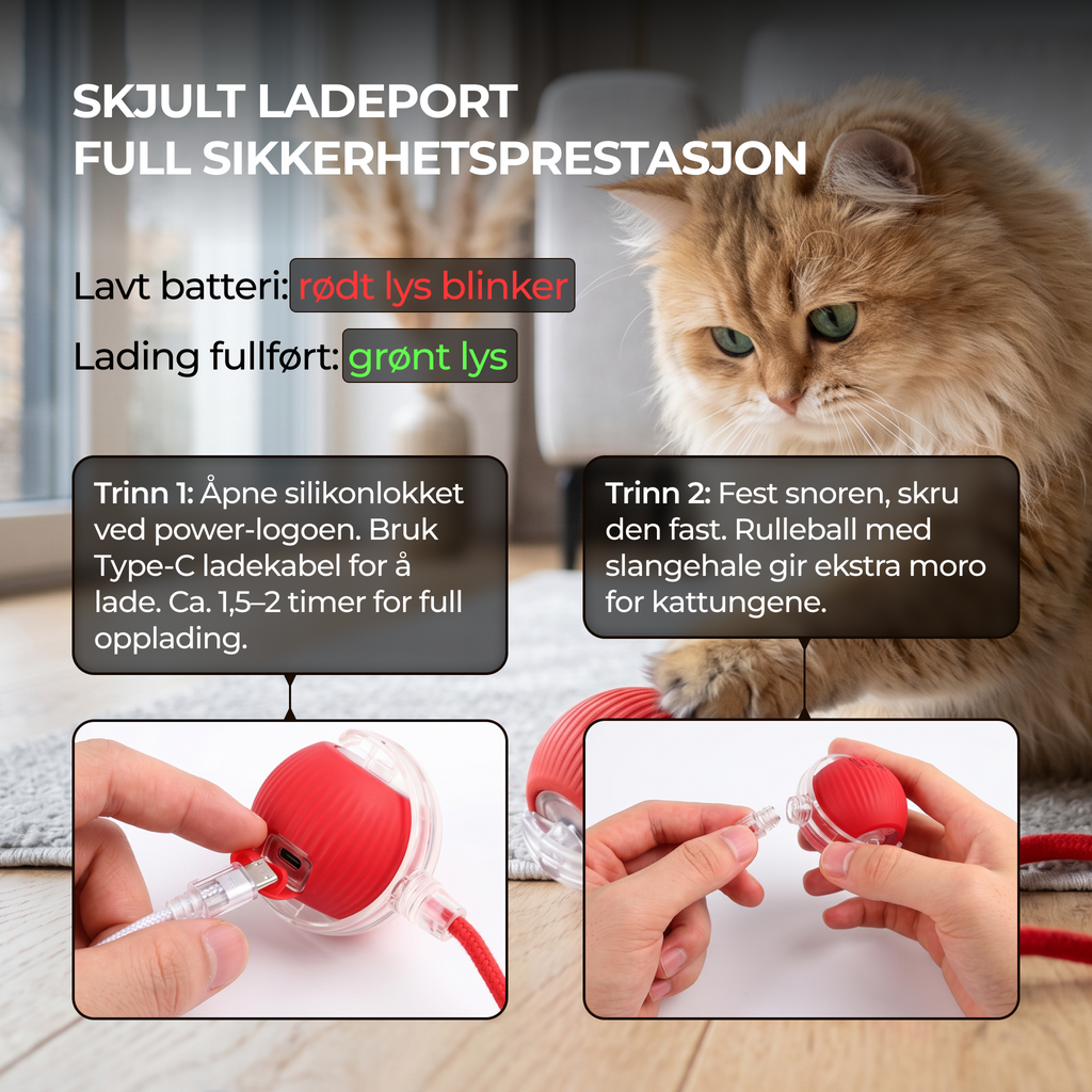 Selvspillende rullende katteleke (ball)
