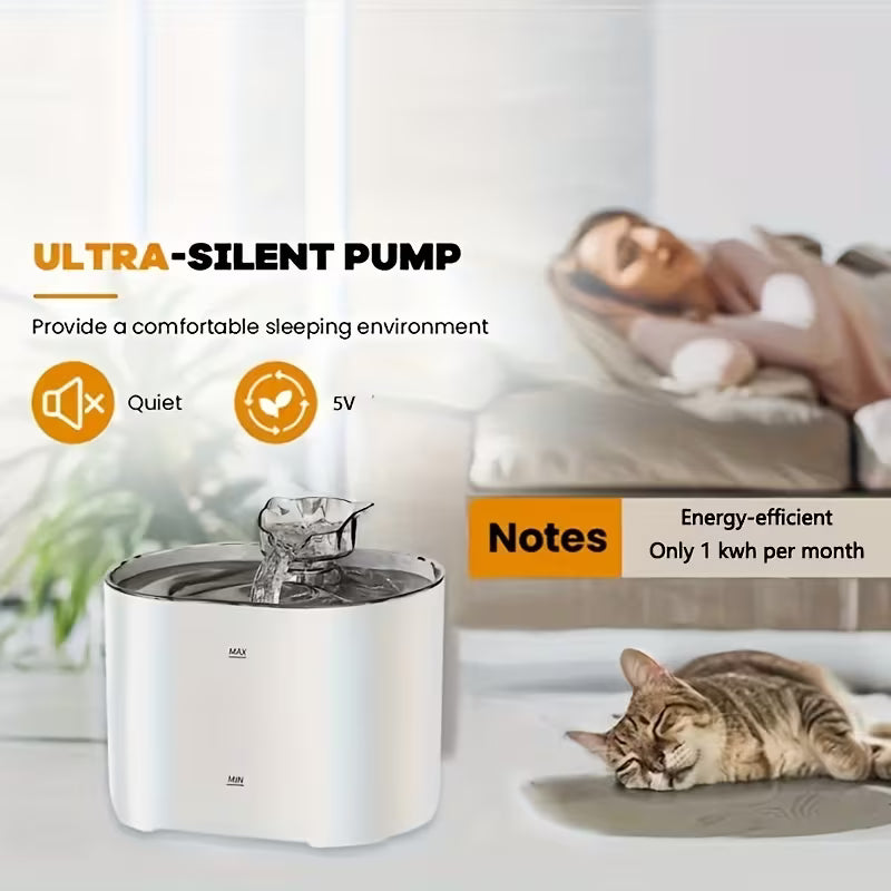 Cat Water Fountain Auto Recirculate Filtring Cats Dog Water Dispenser USB Electric Mute Pump Cat Ear Pet Cats Drinking Fountain with Filters