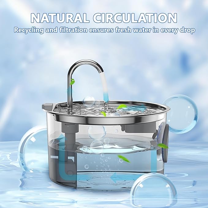 Stainless Steel Cat Water Fountain 2.2L
