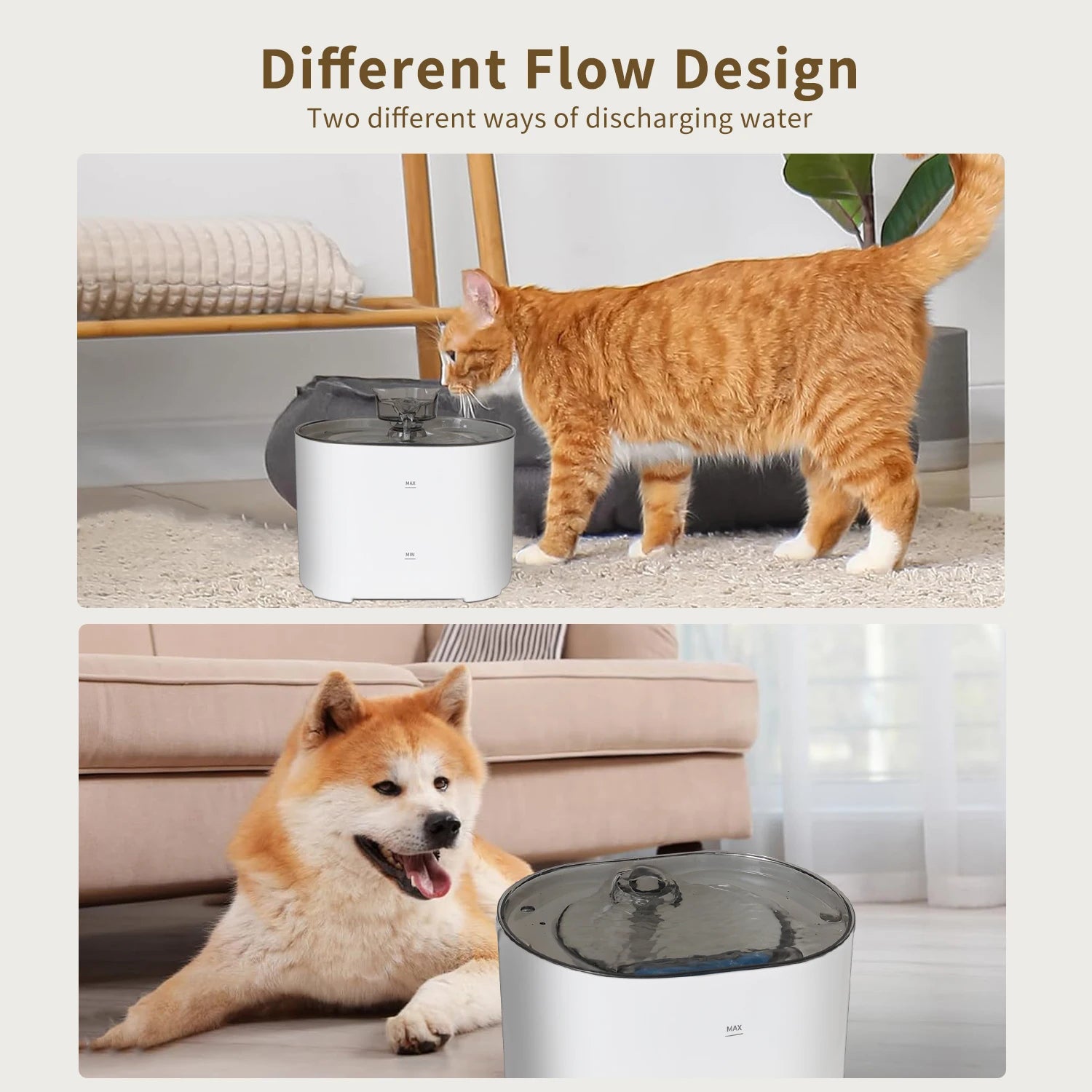 Cat Water Fountain Auto Recirculate Filtring Cats Dog Water Dispenser USB Electric Mute Pump Cat Ear Pet Cats Drinking Fountain with Filters