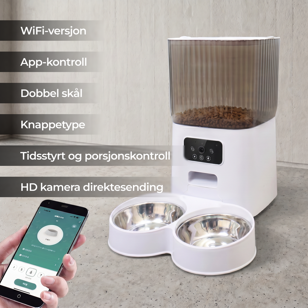 Automatisk kjæledyrmater på 5 liter med kamera (NOR)