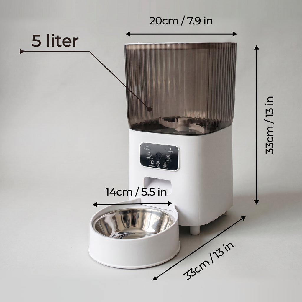5L automatisk foderautomat til kæledyr med kamera