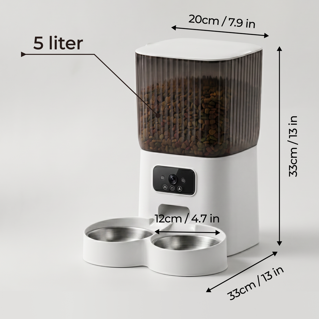 5L automatisk foderautomat til kæledyr med kamera